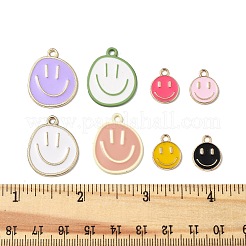24個3スタイルアロイエナメルチャーム  笑顔とフラットラウンド  ミックスカラー  14.5~25x12~20x1.5mm  穴：1.5~2mm  8個/スタイル&nbsp;ENAM-FP0001-67