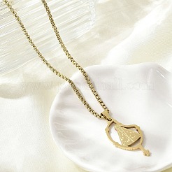 201 Stainless Steel Nossa Senhora Aparecida Virgin Pendant Box Chain Necklaces&nbsp;NJEW-H055-07G