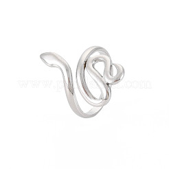変色しない 304 ステンレススチール スネーク ワイドオープン カフ リング 女性用  ステンレス鋼色  usサイズ7 1/2(17.7mm)&nbsp;RJEW-S405-226P