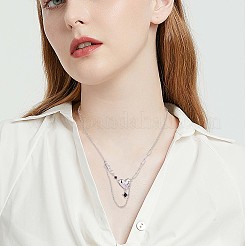 Pink Cubic Zirconia Heart & Word Love Pendant Necklace&nbsp;JN1076A