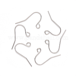 変色しにくい304ステンレススチール製ピアスフック  耳ワイヤー  水平ループ付き  ステンレス鋼色  13x22mm  穴：2mm  21ゲージ  ピン：0.7mm&nbsp;STAS-S111-009