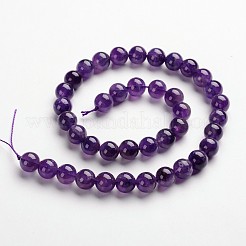 ラウンド天然のアメジスト天然石ビーズ連売り  6mm  穴：1mm  約61~63個/連  15.3インチ&nbsp;G-J333-01-6mm