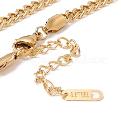 Ion Plating(IP) Shell Flat Round with Evil Eye Pendant Necklace with 304 Stainless Steel Curb Chains for Women&nbsp;NJEW-P262-02G
