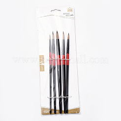 木製ペイントブラシペンセット  水彩画油絵用  ブラック  190~201x5.5~9.5mm  ブラシ：12~23x3~5.5mm  5個/セット&nbsp;AJEW-L074-01