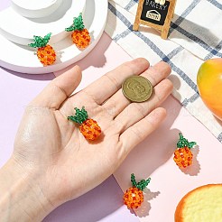 手作りナイロンワイヤーガラスビーズペンダント  ガラスパール丸玉付き  パイナップル  パイナップル  30x16x16mm  穴：3x5mm&nbsp;PALLOY-CJ00107