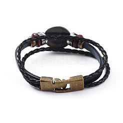 Braided Leather Cord Retro Multi-strand Bracelets&nbsp;BJEW-L616-20L