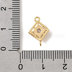 Brass Pave Clear Cubic Zirconia Rhombus Connector Charms&nbsp;X-KK-P340-43G