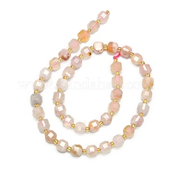 天然石桜色アゲート瑪瑙ビーズ連売り  多面カット  キューブ  6.5~7.5x6.5~7.5x6.5~7.5mm  穴：1.2mm  約43~44個/連  15.35''~15.55''（39~39.5センチメートル）&nbsp;G-I376-D37-01