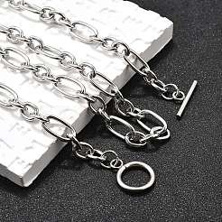 Non-Tarnish Unisex 304 Stainless Steel Figaro Chain Necklaces&nbsp;NJEW-H215-03P