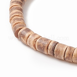 ココナッツ & クロス染め合成ターコイズ ビーズ ストレッチ ブレスレット メンズ レディース  ミックスカラー  1/4インチ（0.5~0.6cm）  内径：1-7/8インチ（4.8cm）&nbsp;BJEW-JB09293