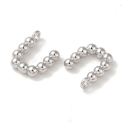 真鍮チャーム  カドミウムフリー＆ニッケルフリー＆鉛フリー  文字チャーム  プラチナ  11x9x2mm  穴：1mm&nbsp;KK-S368-16P-U