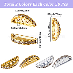 100Pcs 2 Colors Alloy Crystal Rhinestone Spacer Bars&nbsp;ALRI-SC0001-60B