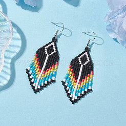 Boho 304 Stainless Steel with Glass Dangle Stud Earring&nbsp;EJEW-MZ00174