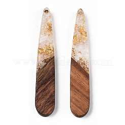 Transparent Resin & Walnut Wood Pendants&nbsp;RESI-N039-69A