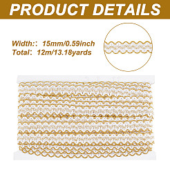 Polyester Filigree Wavy Lace Ribbon&nbsp;OCOR-WH0082-211C