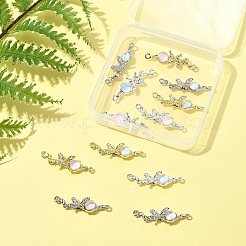12色の合金とガラスのバタフライコネクタチャーム6個。  ミックスカラー  10x34x6mm  穴：2mm  2個/カラー&nbsp;FIND-FS0004-08