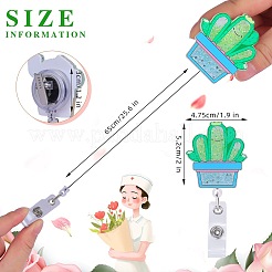 ラインストーン流砂効果アクリル & ABS プラスチックバッジリール  格納式バッジホルダー  ディープスカイブルー  101mm  サボテン：52x47.5mm&nbsp;AJEW-SZ0002-48D