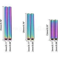 304ステンレスチューブビーズ  ミックスカラー  15~25x3mm  穴：2mm  30個/箱&nbsp;STAS-UN0004-03