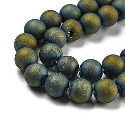 Electroplated Natural Agate Round Bead Strands&nbsp;X-G-M171-8mm-07