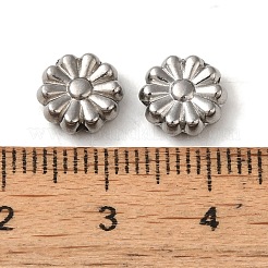 変色しない304ステンレススチールビーズ  花  ステンレス鋼色  8.5x3mm  穴：1.2mm&nbsp;STAS-K285-15P