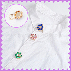 12Pcs 6 Colors Alloy Rhinestone Cufflinks&nbsp;HJEW-NB00221