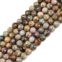 天然赤コランダムビーズ連売り  ラウンド  多面カット  7.5~8mm  穴：0.8mm  約51個/連  15.55''~15.63''（39.5~39.7センチメートル）&nbsp;G-K405-A01-7.5-8mm