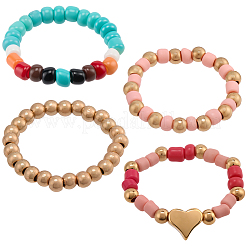 6Pcs 2 Styles Glass Beaded Decorative Rings for Smartwatch Band&nbsp;AJEW-CP0009-94B
