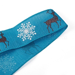 クリスマス黄麻布リボン  ヘシアンリボン  ジュートリボン  服飾材料  ディープスカイブルー  50x0.4mm  約2 M /バンドル&nbsp;SRIB-WH0006-15B