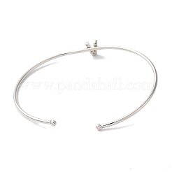 Rack Plating Brass Micro Pave Clear Cubic Zirconia Letter Open Cuff Bangles&nbsp;BJEW-A018-01P-V