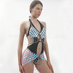 Lilac Acrylic Scale Sequin Alloy Tassel Chain Sexy Suit Body Chains for Beach Party&nbsp;FS-WG189BD-05