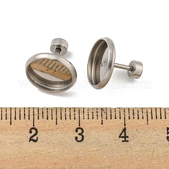 変色しない201ステンレススチールスタッドピアス金具  304ステンレスピン付き  ラウンド  ステンレス鋼色  トレイ：10mm  11x10.5x10.5mm&nbsp;STAS-O004-07C-P