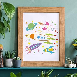 プラスチック再利用可能な描画絵画ステンシル テンプレート  スクラップブック、布地、タイル、床、家具、木材の塗装用  正方形  星の模様  300x300mm&nbsp;DIY-WH0172-329