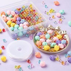 380個のイチゴと丸いアクリルビーズ、1本のロールクリア弾性クリスタルスレッド  DIYのこどもの日ギフト用ストレッチブレスレット作成キット  ミックスカラー  8x7mm  穴：2mm  16.5x13x11.5mm  穴：3mm&nbsp;DIY-LS0001-08