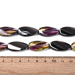 電気メッキ透明ガラスビーズ連売り  ティアドロップ  ブラック  26x13x5.5~7mm  穴：1.5mm  約30個/連  30.12~30.51インチ（76.5~77.5cm）&nbsp;EGLA-N055-02J