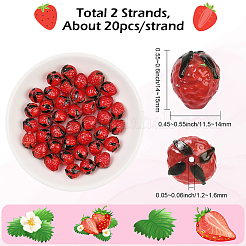 2strans ハンドメイドランプワークビーズ連売り  苺  クリムゾン  14~15x11.5~14x11.5~14mm  穴：1.2~1.6mm  約20個/連  10.43インチ（26.5cm）&nbsp;LAMP-PA0001-37