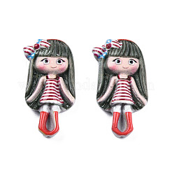 オペーク樹脂カボション  女の子  暗赤色  23x12x4mm&nbsp;CRES-N018-047