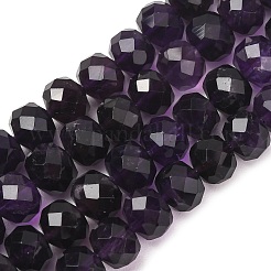 天然石アメジストビーズ連売り  多面カット  ロンデル  10x8mm  穴：1.2mm  約47個/連  14.96''（38センチメートル）&nbsp;GG-CBA59DD-A01-6x10mm