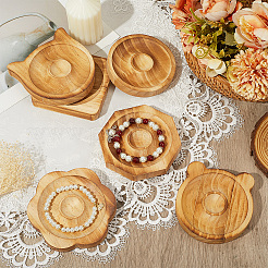 6Pcs 6 Styles Beech Wooden Jewelry Bracelet Finger Ring Diplay Holder Tray&nbsp;ODIS-BBC0001-03A