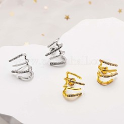 クリスタル ラインストーン クロー スタッド イヤリング  女性のための真鍮のアクセサリー  プラチナ  12x16mm&nbsp;JE918A