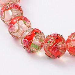 Handmade Gold Sand Lampwork Round Beads&nbsp;LAMP-L042-01