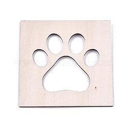 未完成の木の切り欠き  レーザーカットウッドシェイプ  家の装飾用  DIYクラフトアートプロジェクト  犬の足跡  ココナッツブラウン  10x10cm&nbsp;WOOD-R267-12