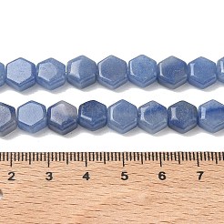 天然ブルーアベンチュリン（染色・加熱）ビーズ連売り  六角  8x8.5~9x5mm  穴：0.8mm  約47~48個/連  15.16~15.35''（38.5~39センチメートル）&nbsp;G-G463-A03-8x9mm