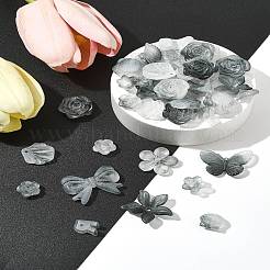 透明アクリルビーズ60g  艶消し  ツートン  混合図形  グレー  12~30.5x11.5~39.5x2.5~9mm  穴：1.6~2.7mm&nbsp;OACR-FS0001-90D