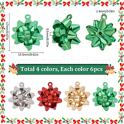 クリスマステーマの合金ペンダント24個、4色  ミックスカラー  15.5x17x9.5mm  穴：1.4mm  6個/カラー&nbsp;FIND-SC0013-35
