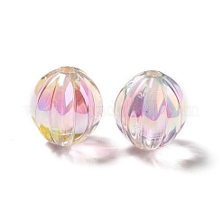 ツートン UV メッキ レインボー虹色アクリル ビーズ  カボチャ  ピンク  15.5x14.5~15mm  穴：2.7~2.8mm&nbsp;TACR-D010-05B
