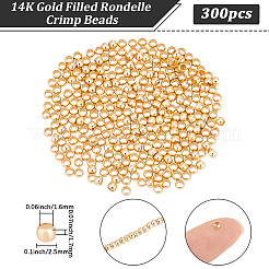 真鍮クリンプビーズ3袋  長持ちメッキ  本金14KGFゴールドフィルド  2.5x1.7mm  穴：1.6mm&nbsp;KK-BBC0026-09B