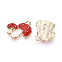 合金エナメルチャーム  キノコ  ライトゴールド  ミックスカラー  15~23x13~19x1.5~3mm  穴：1.5~2mm&nbsp;PALLOY-T094-15M