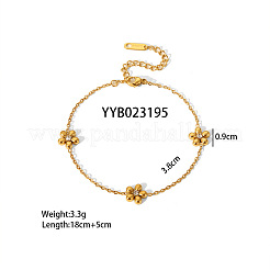 Flower 304 Stainless Steel Rhinestone Link Bracelets & Necklaces Sets for Women&nbsp;VZ7462-1