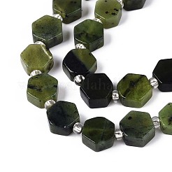 天然カナダ翡翠ビーズ連売り  六角  シードビーズで  8~10x8~10x4~5mm  穴：0.9~1mm  約18~19個/連  7.68~8.07''（19.5~20.5センチメートル）&nbsp;G-P534-A18-01