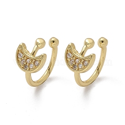 Golden Plated Brass Micro Pave Cubic Zirconia Cuff Earrings&nbsp;EJEW-L244-42G